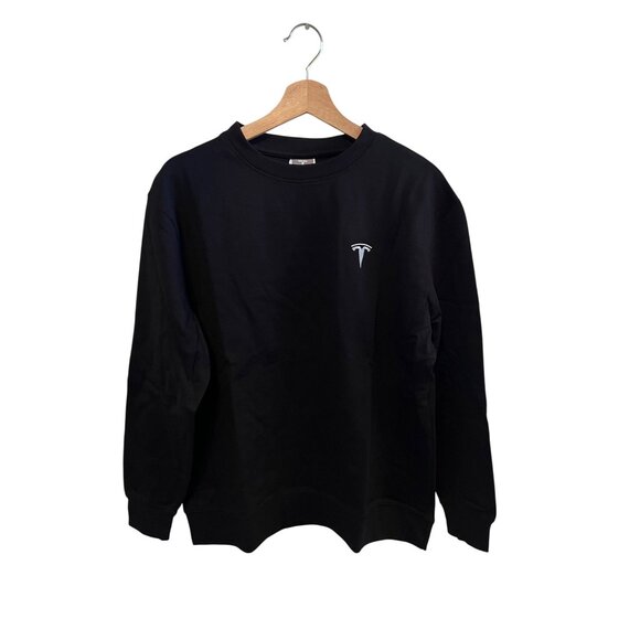 Tesla Black Long Sleeve Crewneck Sweatshirt Men's Size M Pullover - Picture 1 of 5
